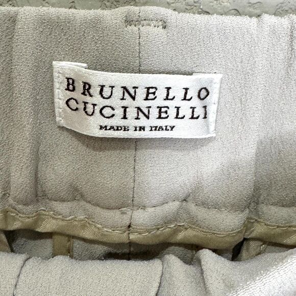 Brunello Cucinelli Pants Womens 6 Gray Silk Blend Pleated Cropped Made in Italy - Picture 3 of 11